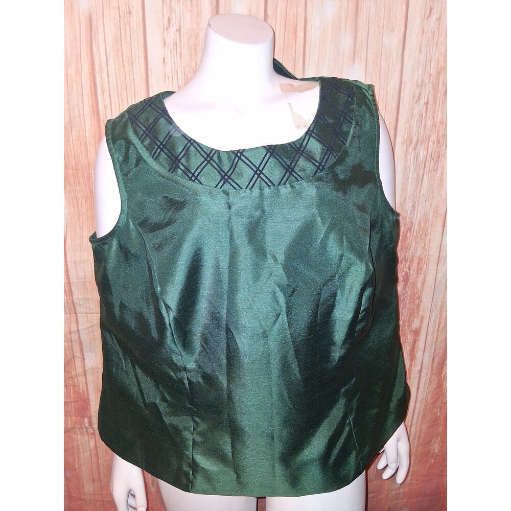 Le Bos Green/Black Sleeveless Blouse Sz 20WP